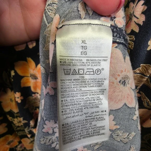 Old Navy Dress Womens XL Blue Tiered Floral Cottagecore Smocked Waist Midi Flowy - Picture 10 of 16